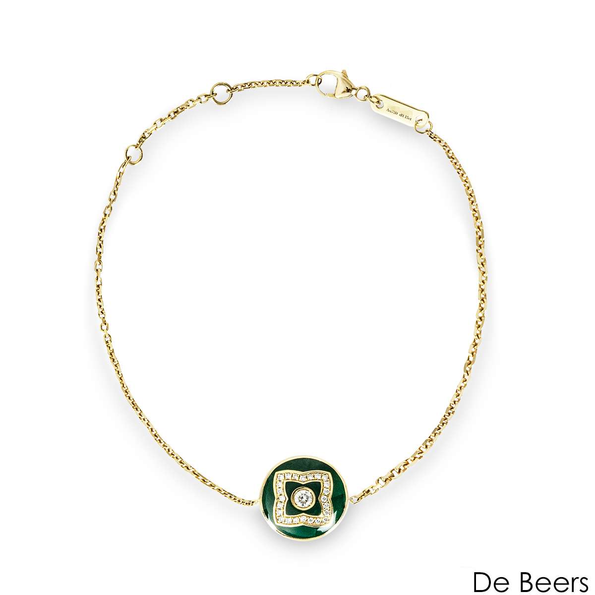 De Beers Yellow Gold Enchanted Lotus Green Enamel Bracelet B1032680018 De Beers Yellow Gold Enchanted Lotus Green Enamel Bracelet B1032680018